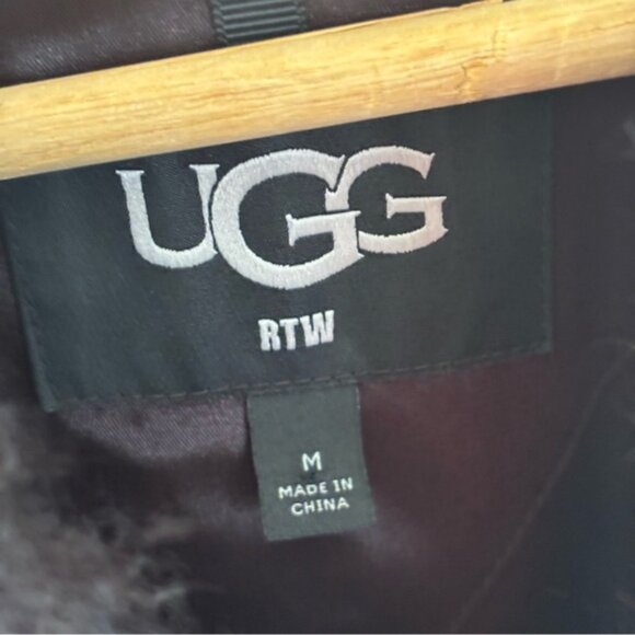 UGG Maeve Sherpa Teddy Jacket Women’s Medium Black Oversized Collar Full Zip NWT - Picture 5 of 10